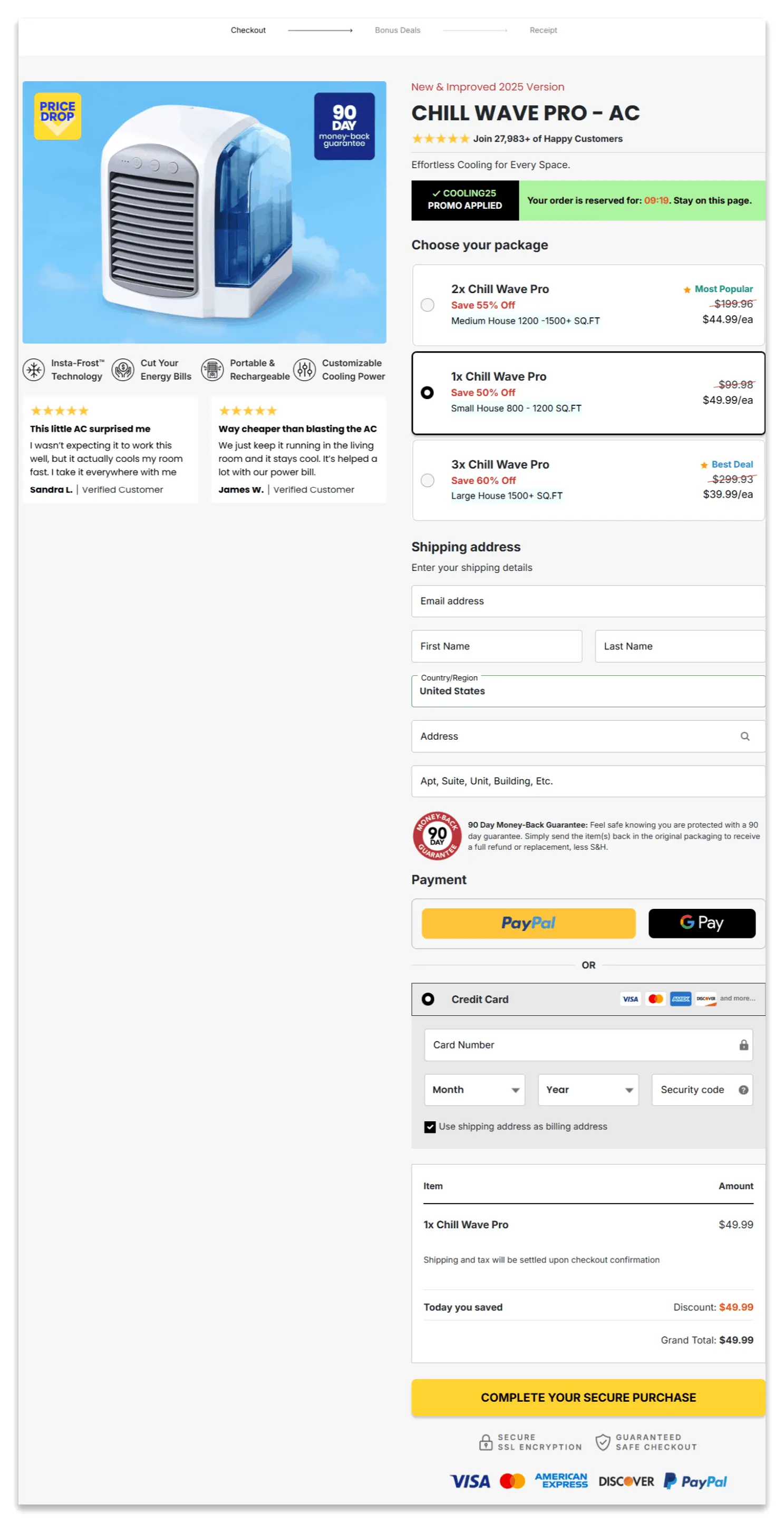 Chill Wave Pro secure checkout page